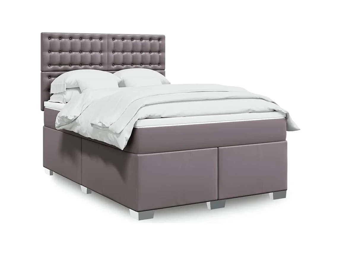 Sommier à lattes de lit avec matelas Gris 160x200 cm Similicuir