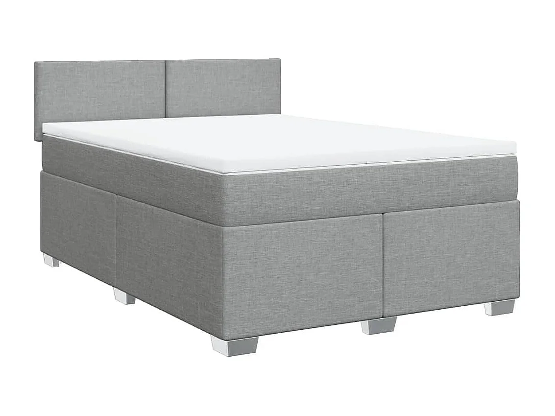 Cama box spring con colchón tela gris claro 140x190 cm