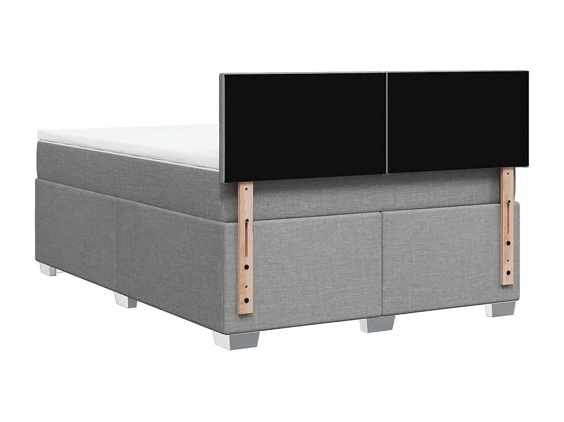 Cama box spring con colchón tela gris claro 140x190 cm