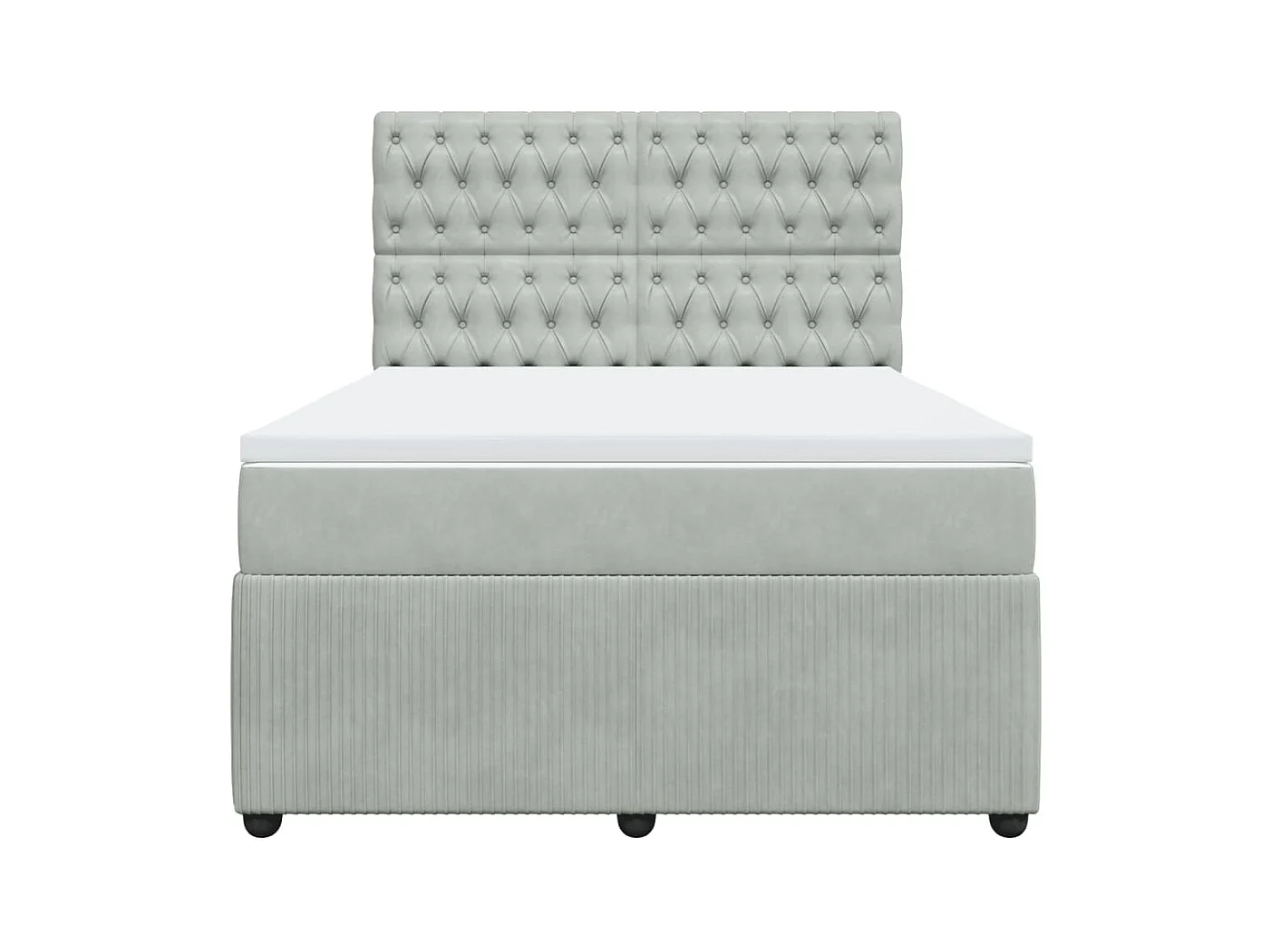 Sommier à lattes de lit et matelas Gris clair 160x200cm Velours