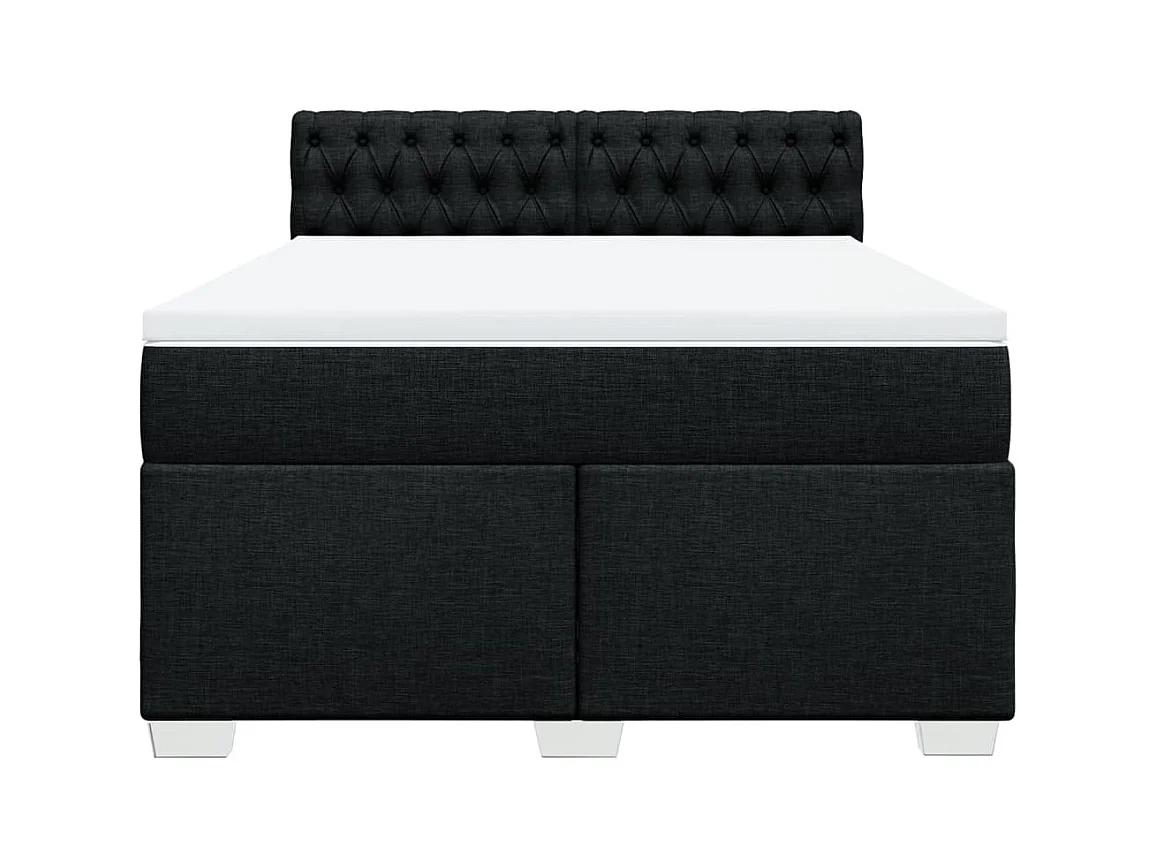 Sommier à lattes de lit avec matelas Noir 140x200 cm Tissu