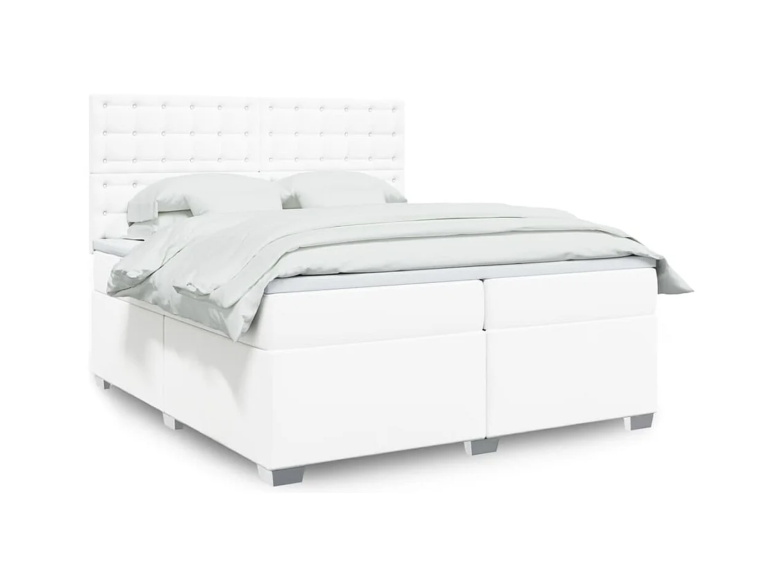 Sommier à lattes de lit avec matelas Blanc 200x200cm Similicuir