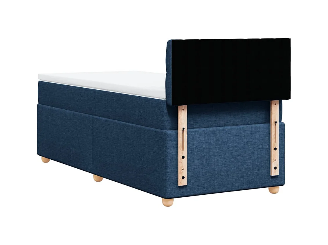 Cama box spring con colchón tela azul 80x200 cm
