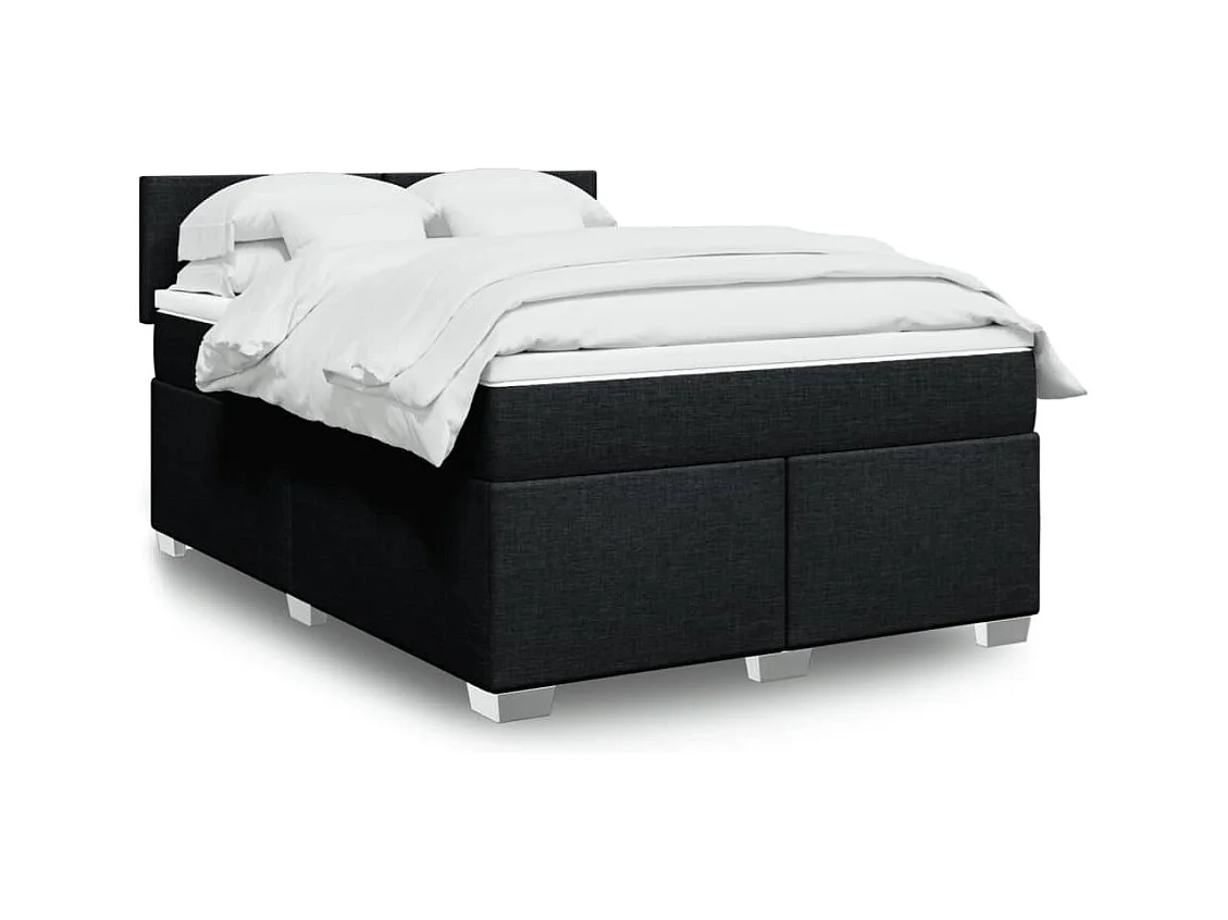 Cama com molas/colchão 140x190 cm tecido preto