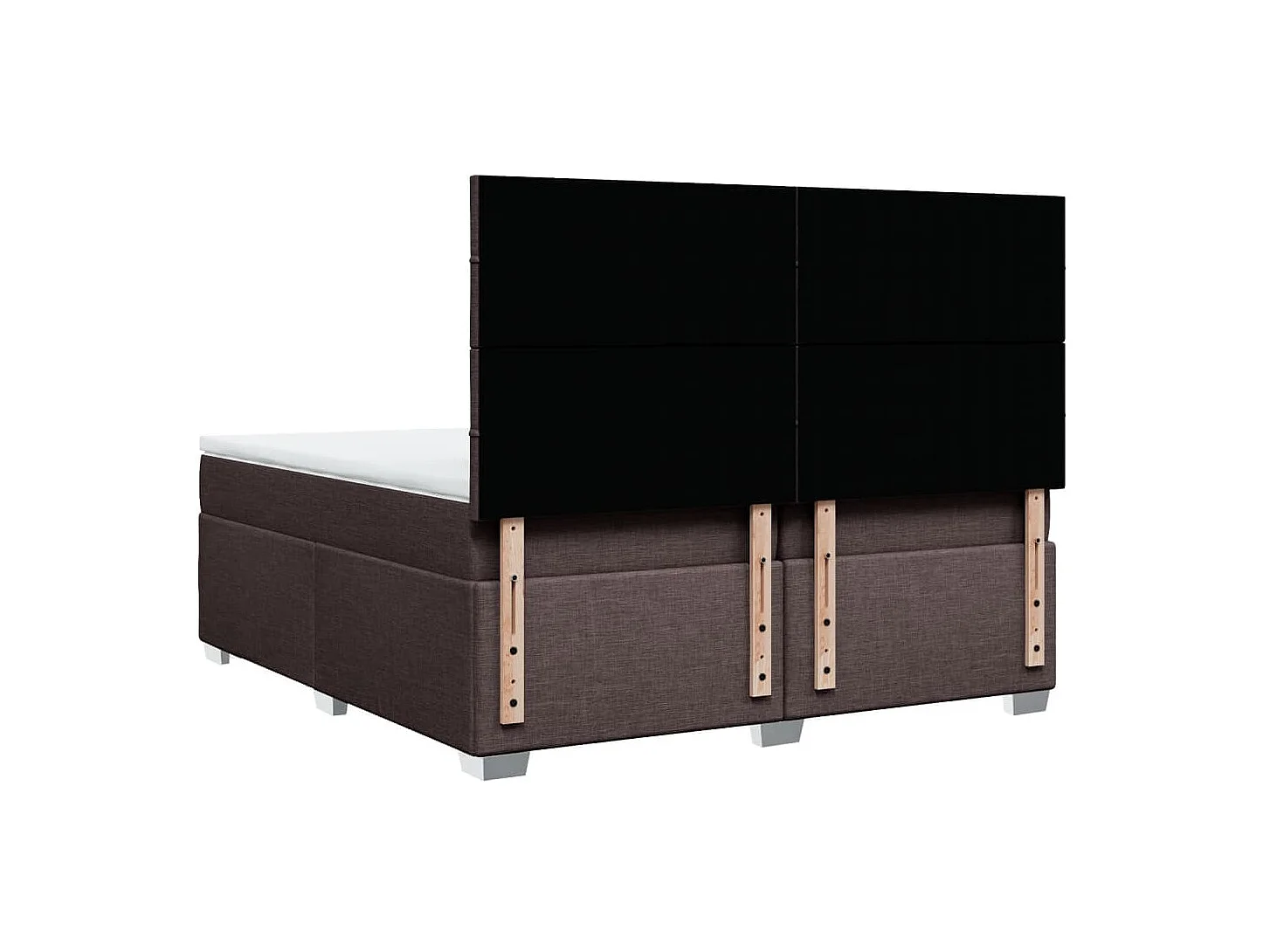 Cama box spring con colchón tela marrón oscuro 200x200 cm