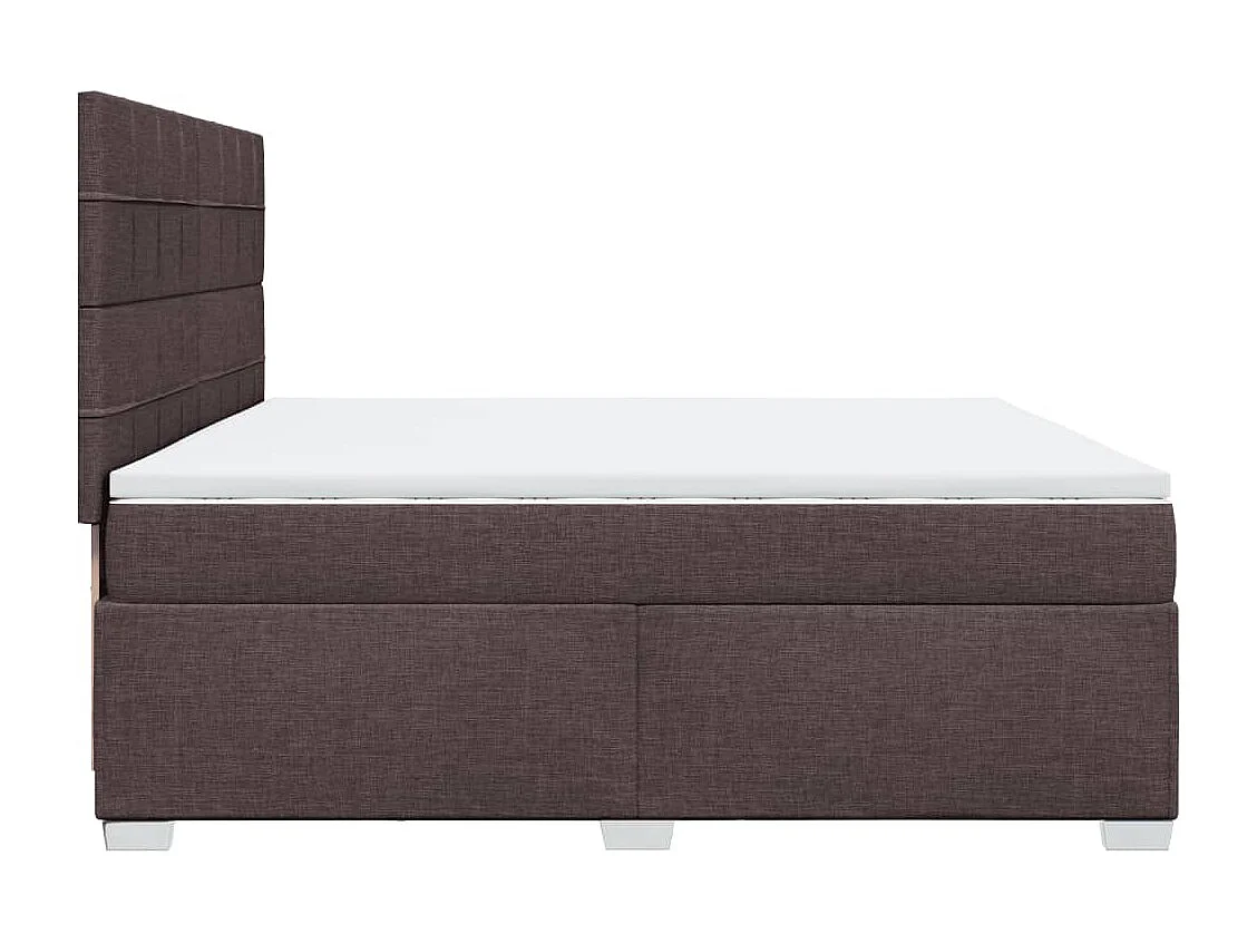 Cama box spring con colchón tela marrón oscuro 200x200 cm