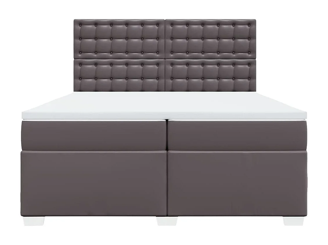 Cama com molas/colchão 200x200 cm couro artificial cinzento