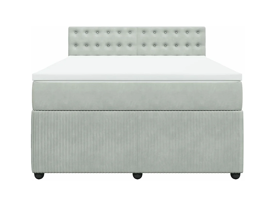 Sommier à lattes de lit et matelas Gris clair 160x200cm Velours