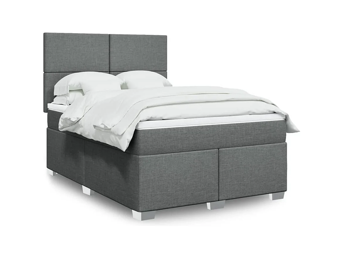 Sommier à lattes de lit avec matelas Gris foncé 140x200cm Tissu