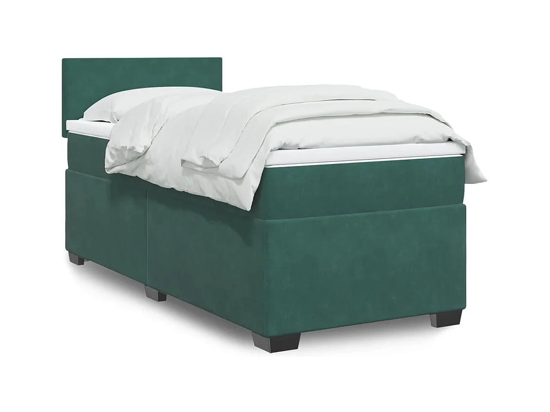 Sommier à lattes de lit avec matelas Vert foncé 100x200 cm