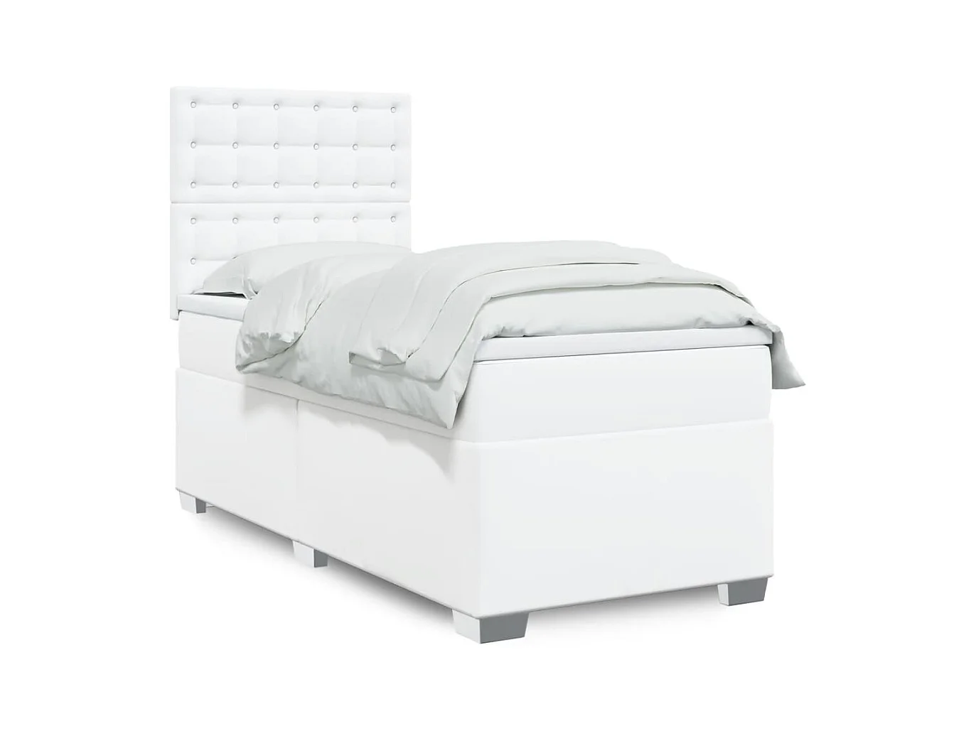 Sommier à lattes de lit avec matelas Blanc 90x190 cm Similicuir