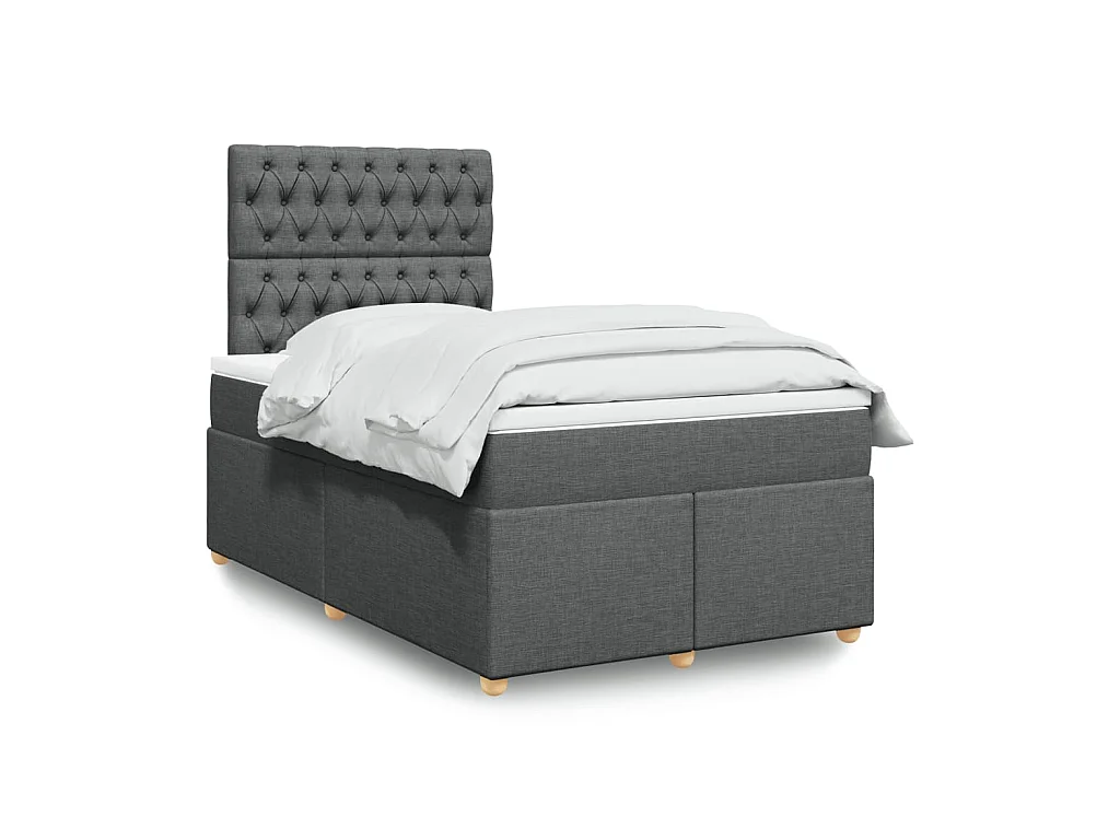 Sommier à lattes de lit avec matelas Gris foncé 120x200cm Tissu