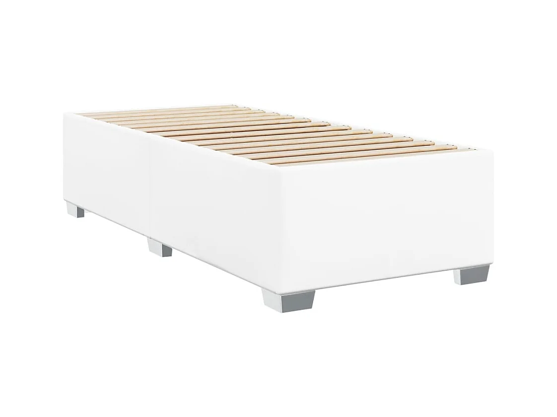 Sommier à lattes de lit avec matelas Blanc 100x200cm Similicuir