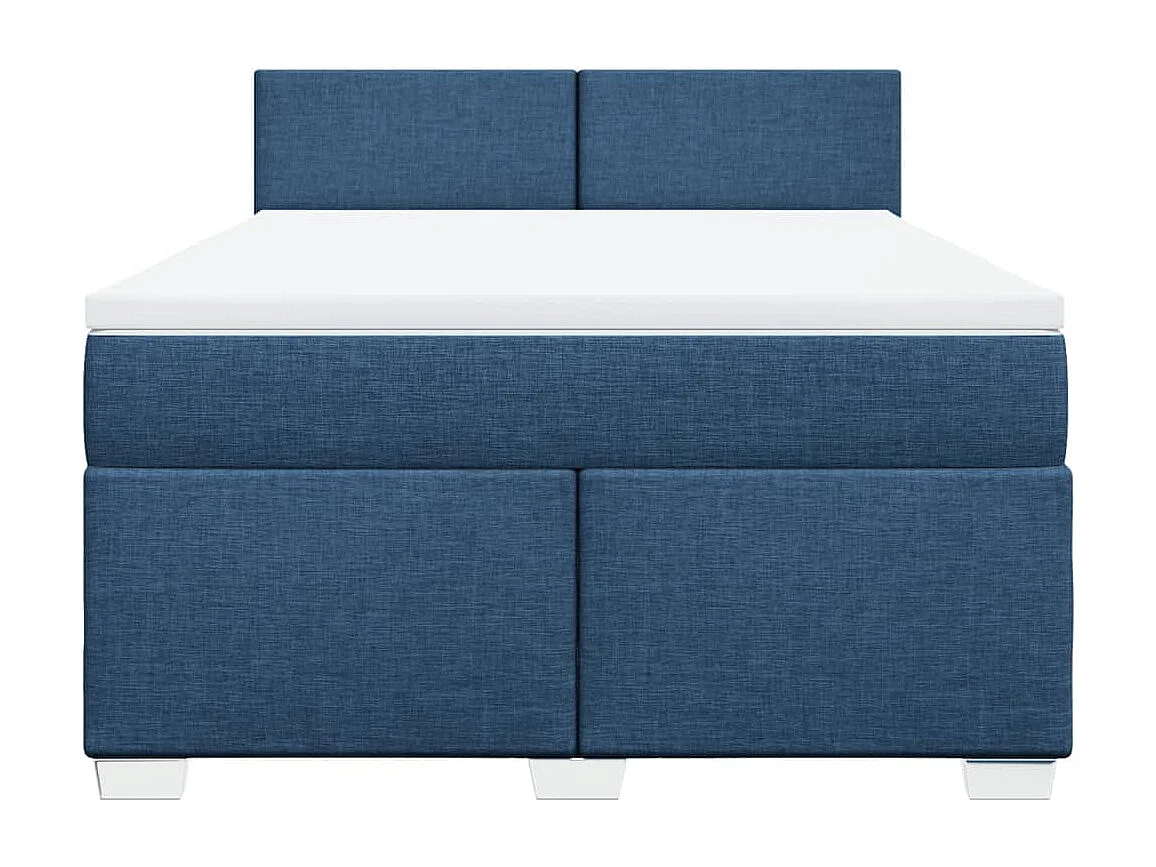 Cama box spring con colchón tela azul 140x200 cm