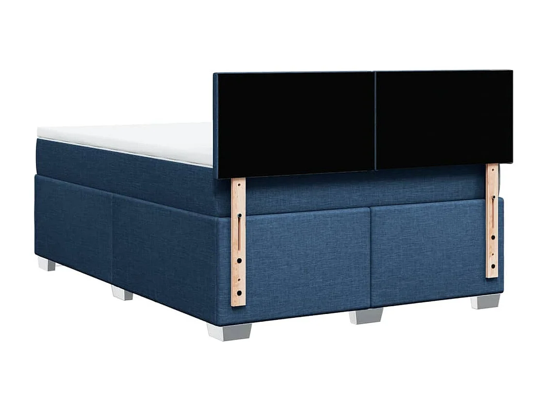 Cama box spring con colchón tela azul 140x200 cm