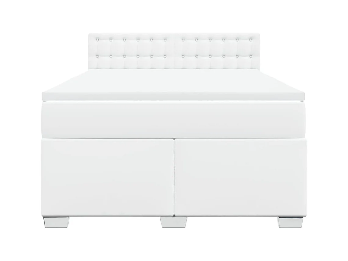 Sommier à lattes de lit avec matelas Blanc 140x190cm Similicuir