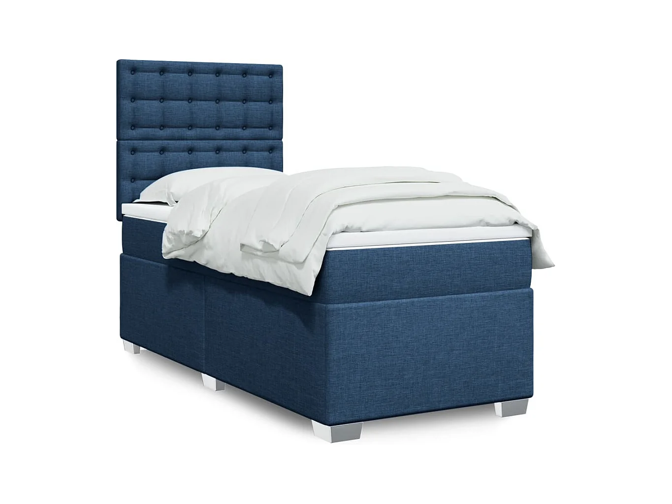 Sommier à lattes de lit avec matelas Bleu 90x200 cm Tissu