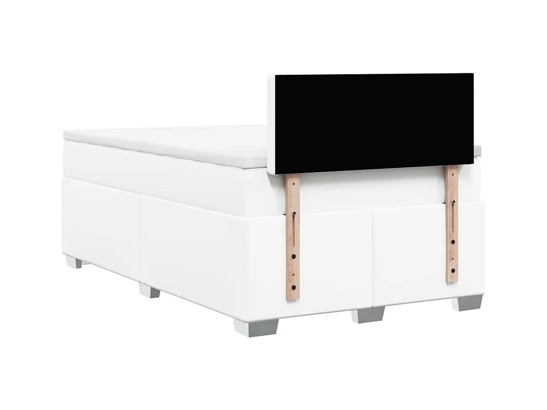 Cama box spring con colchón cuero sintético blanco 120x190 cm