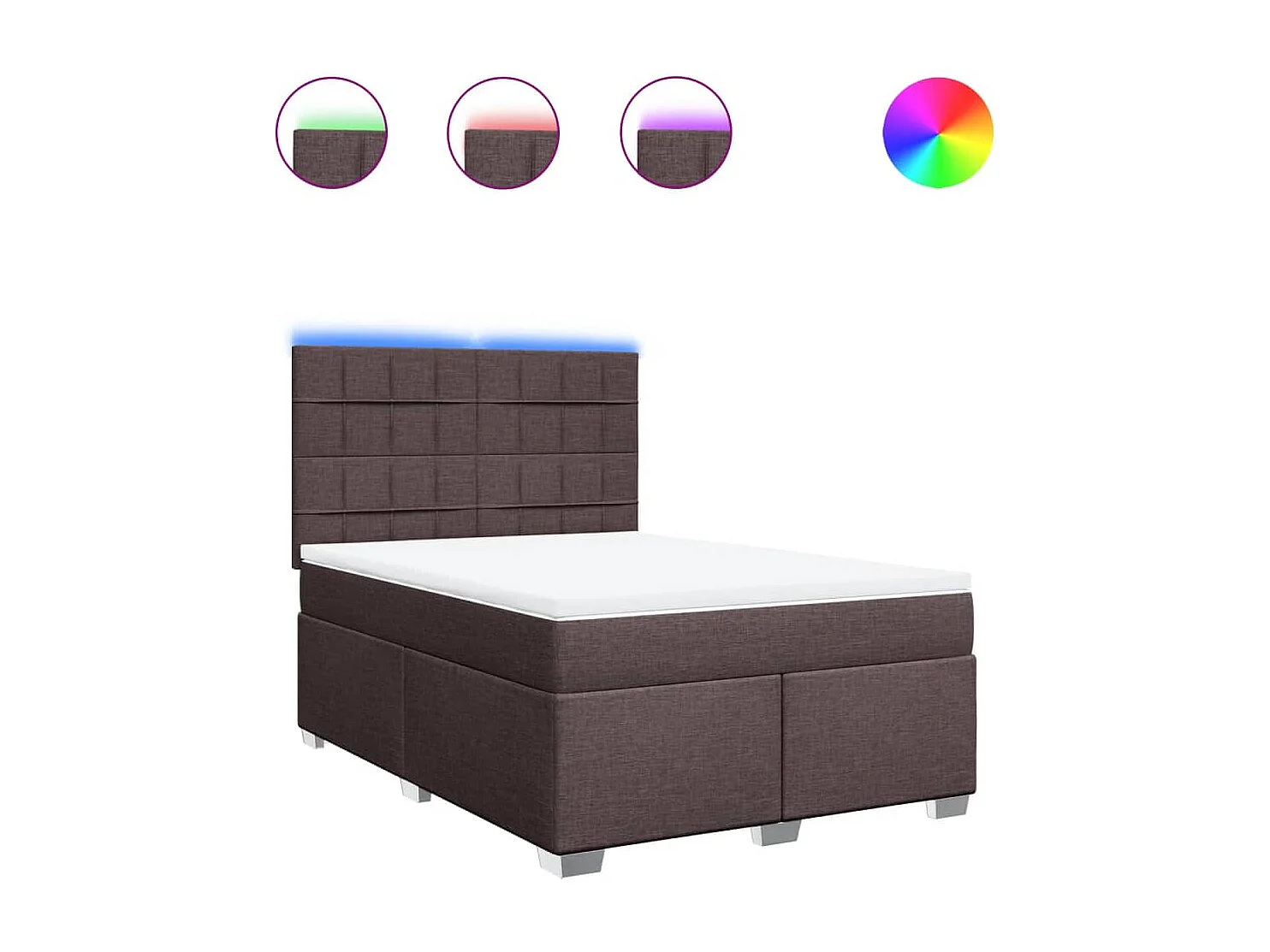 Cama box spring con colchón tela marrón oscuro 140x200 cm