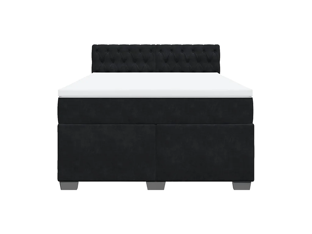 Sommier à lattes de lit avec matelas Noir 140x190 cm Velours