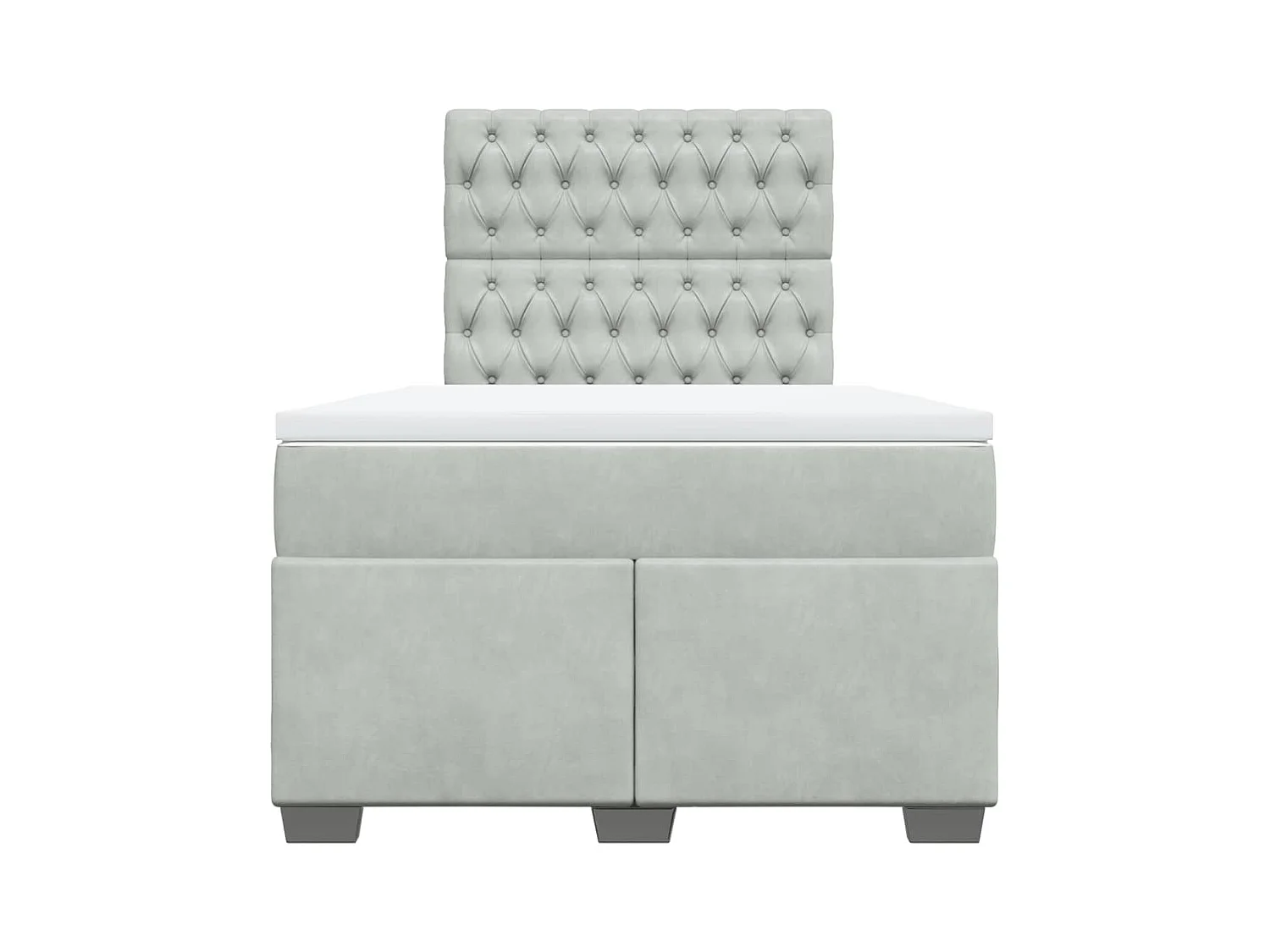 Sommier à lattes de lit et matelas gris clair 120x190cm velours
