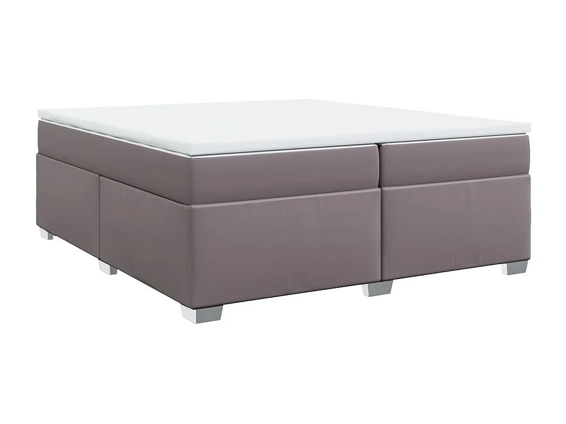 Cama box spring con colchón cuero sintético gris 200x200 cm