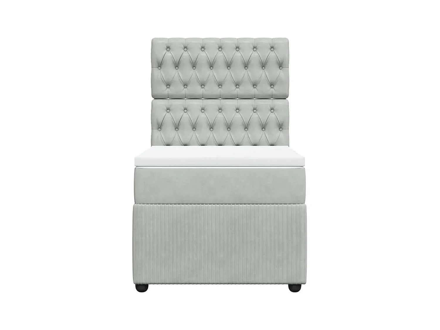 Cama box spring con colchón terciopelo gris claro 90x190 cm