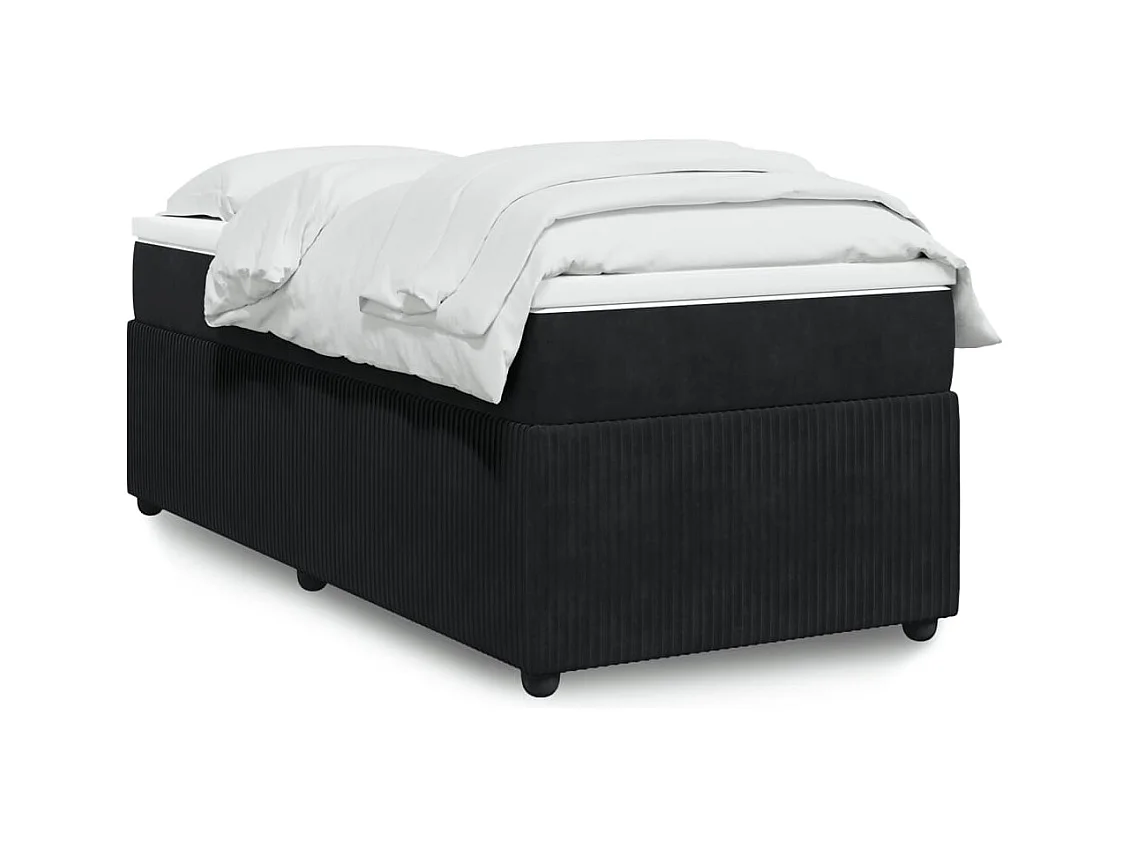 Sommier à lattes de lit avec matelas Noir 100x200 cm Velours