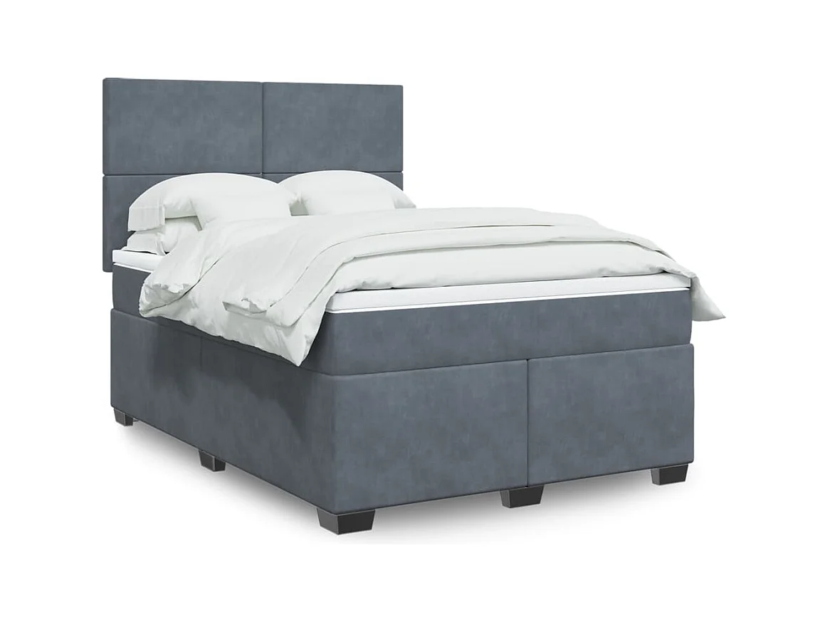 Sommier à lattes de lit et matelas Gris foncé 140x190cm Velours