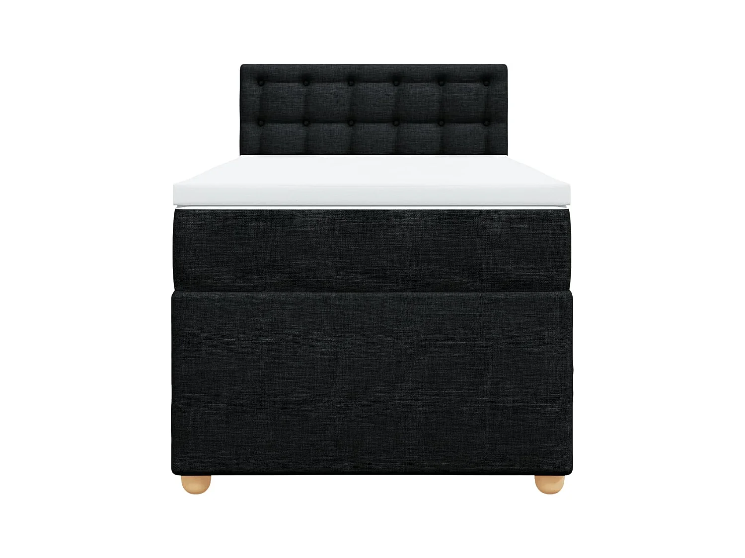 Cama box spring con colchón tela negro 90x200 cm