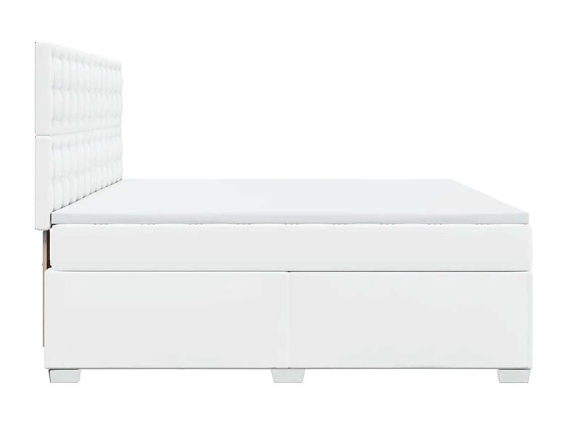 Cama com molas/colchão 180x200 cm couro artificial branco