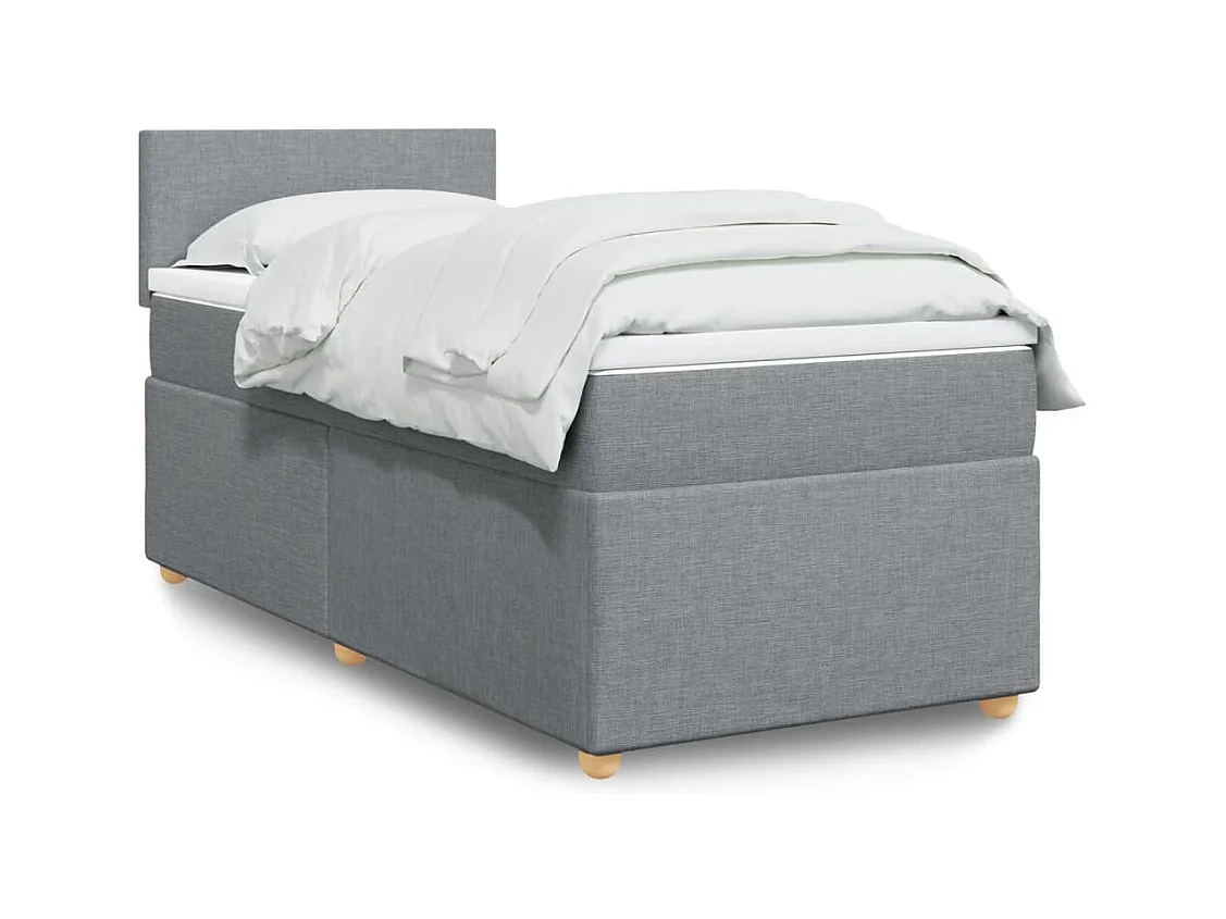 Cama com molas/colchão 80x200 cm tecido cinza-claro