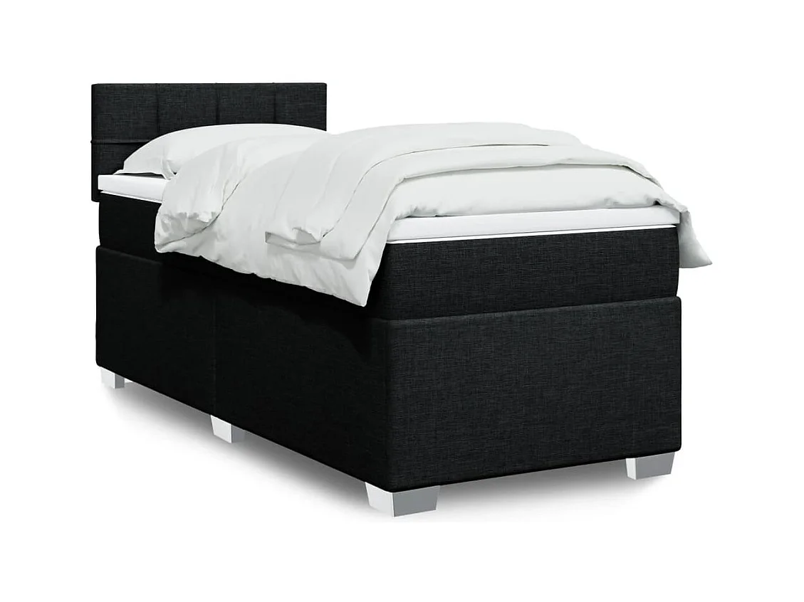 Cama box spring con colchón tela negro 90x200 cm