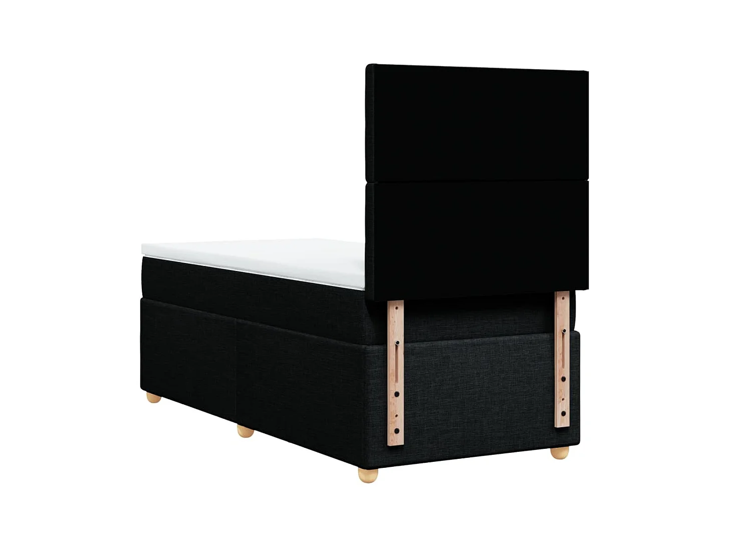 Cama box spring con colchón tela negro 90x190 cm