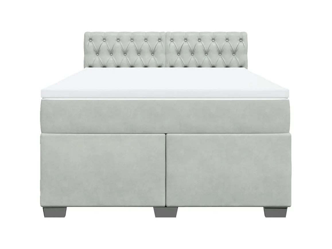Sommier à lattes de lit et matelas Gris clair 140x190cm Velours