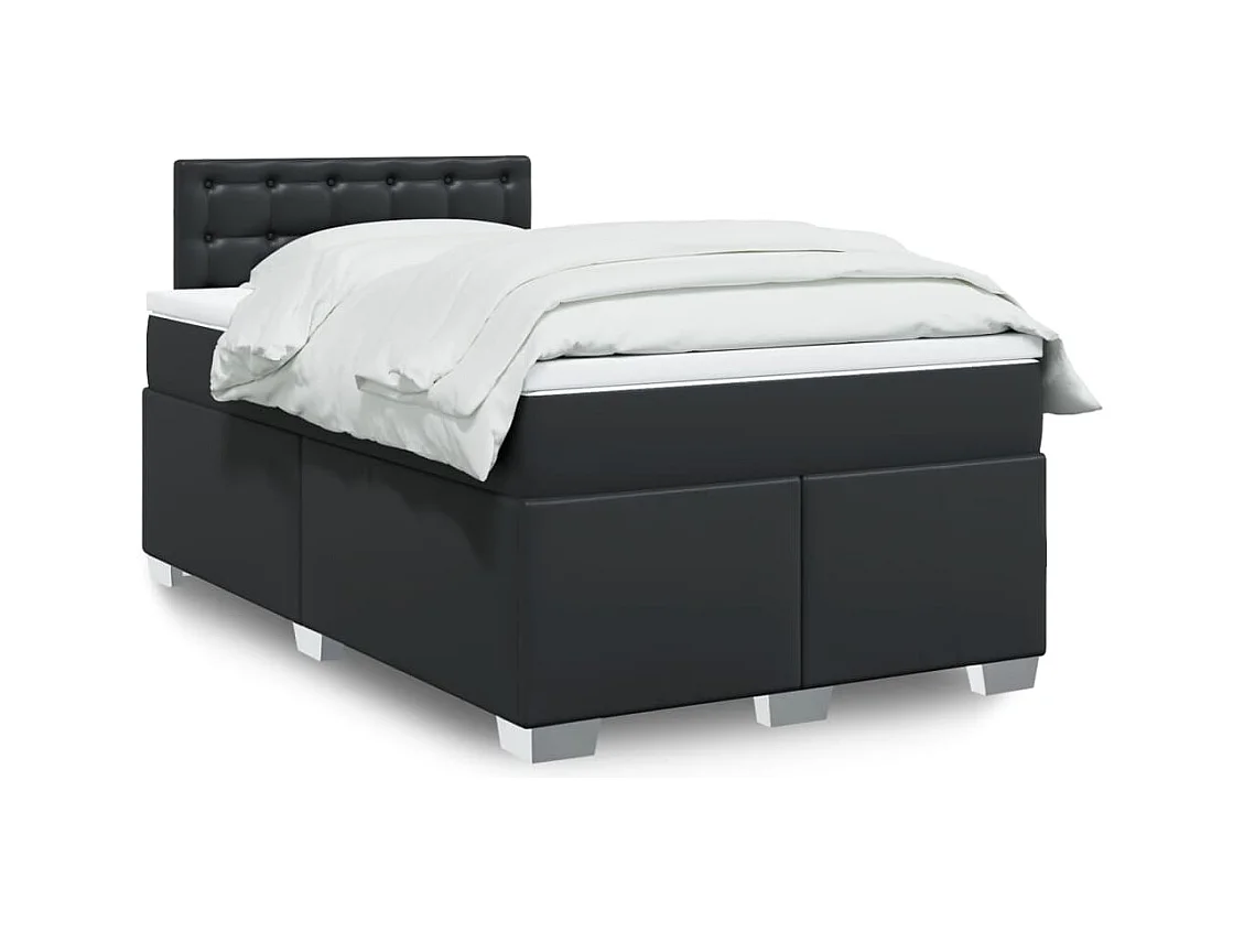 Cama box spring con colchón cuero sintético negro 120x200 cm