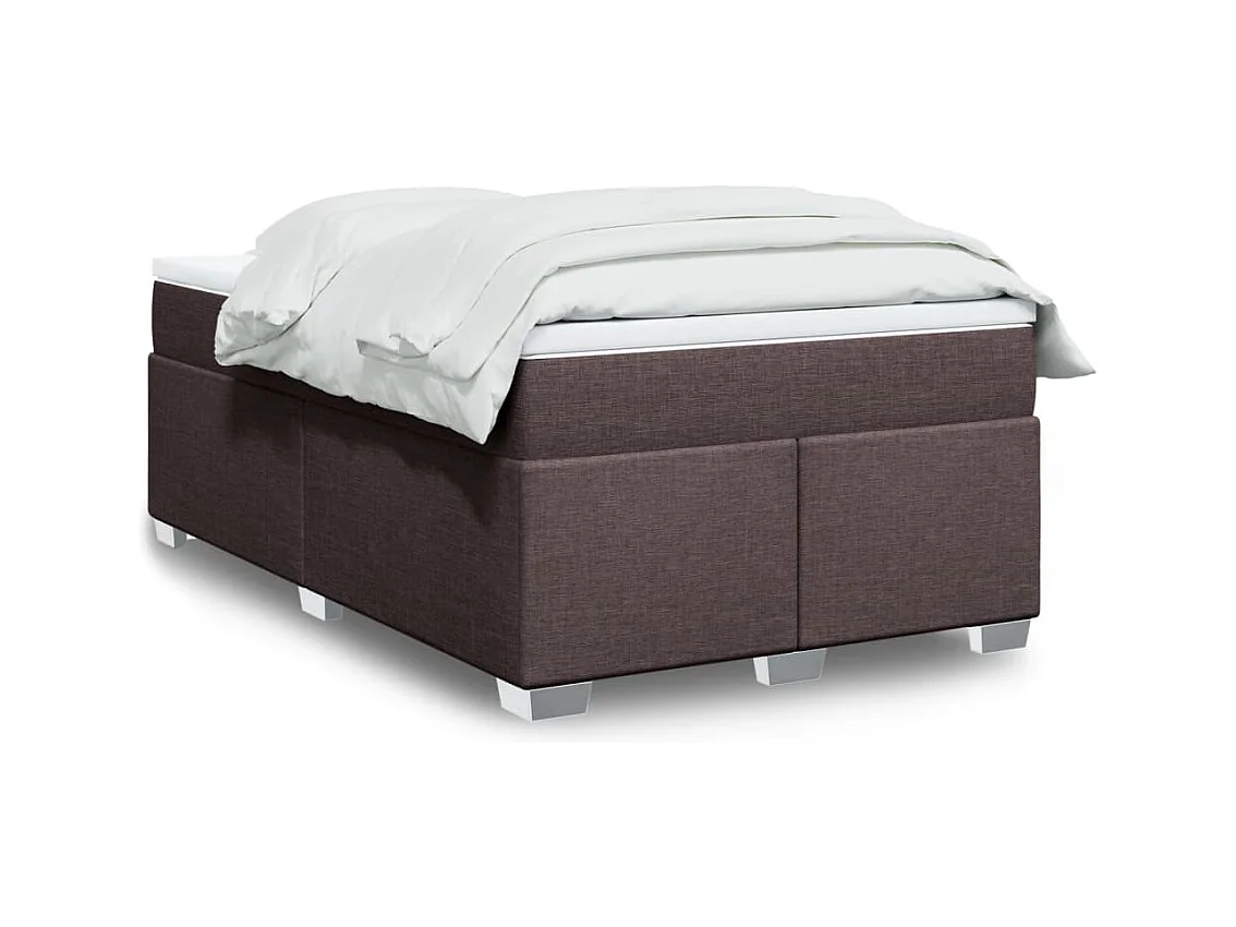 Cama box spring con colchón tela marrón oscuro 120x200 cm