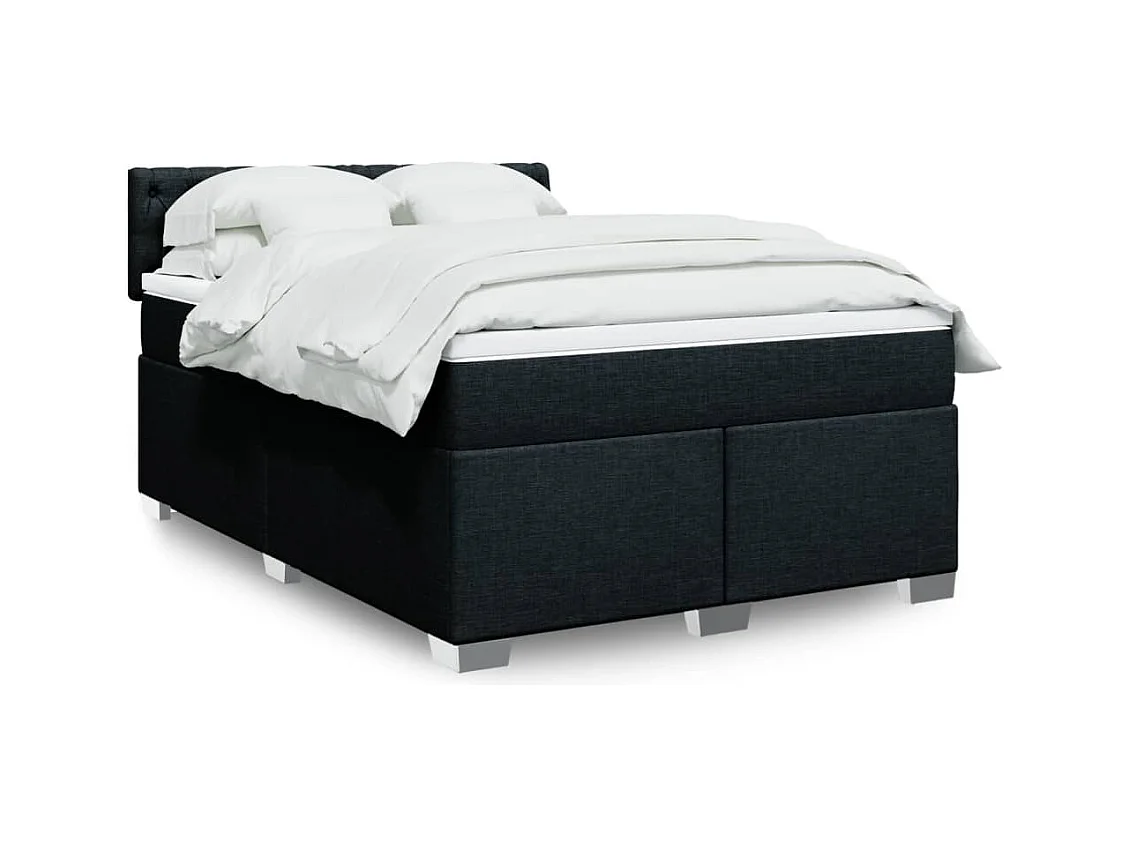 Cama com molas/colchão 140x190 cm tecido preto