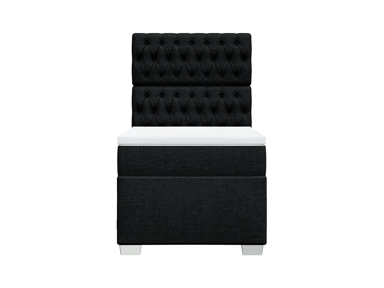 Cama box spring con colchón tela negro 90x190 cm