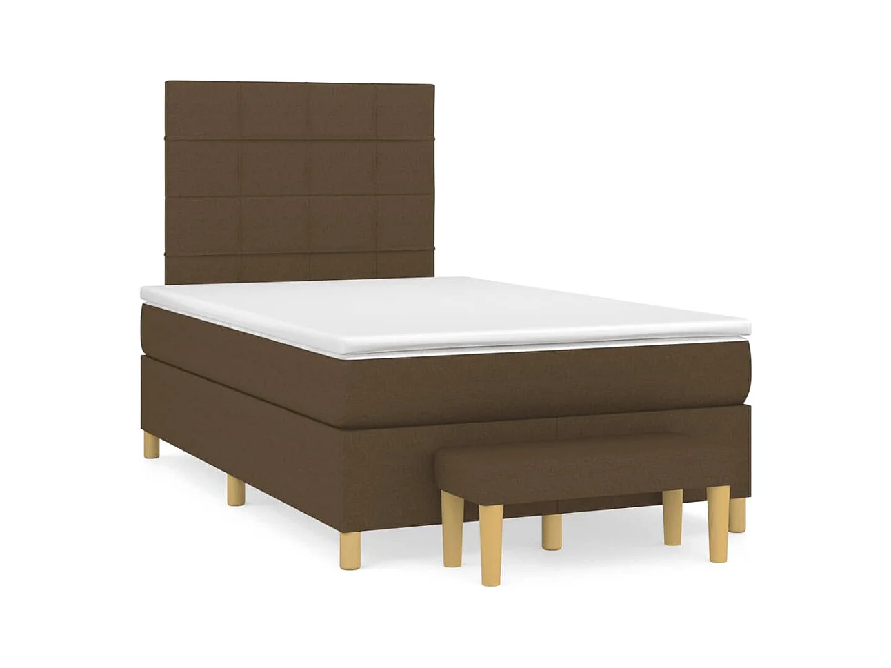 Cama box spring con colchón tela marrón oscuro 120x190 cm
