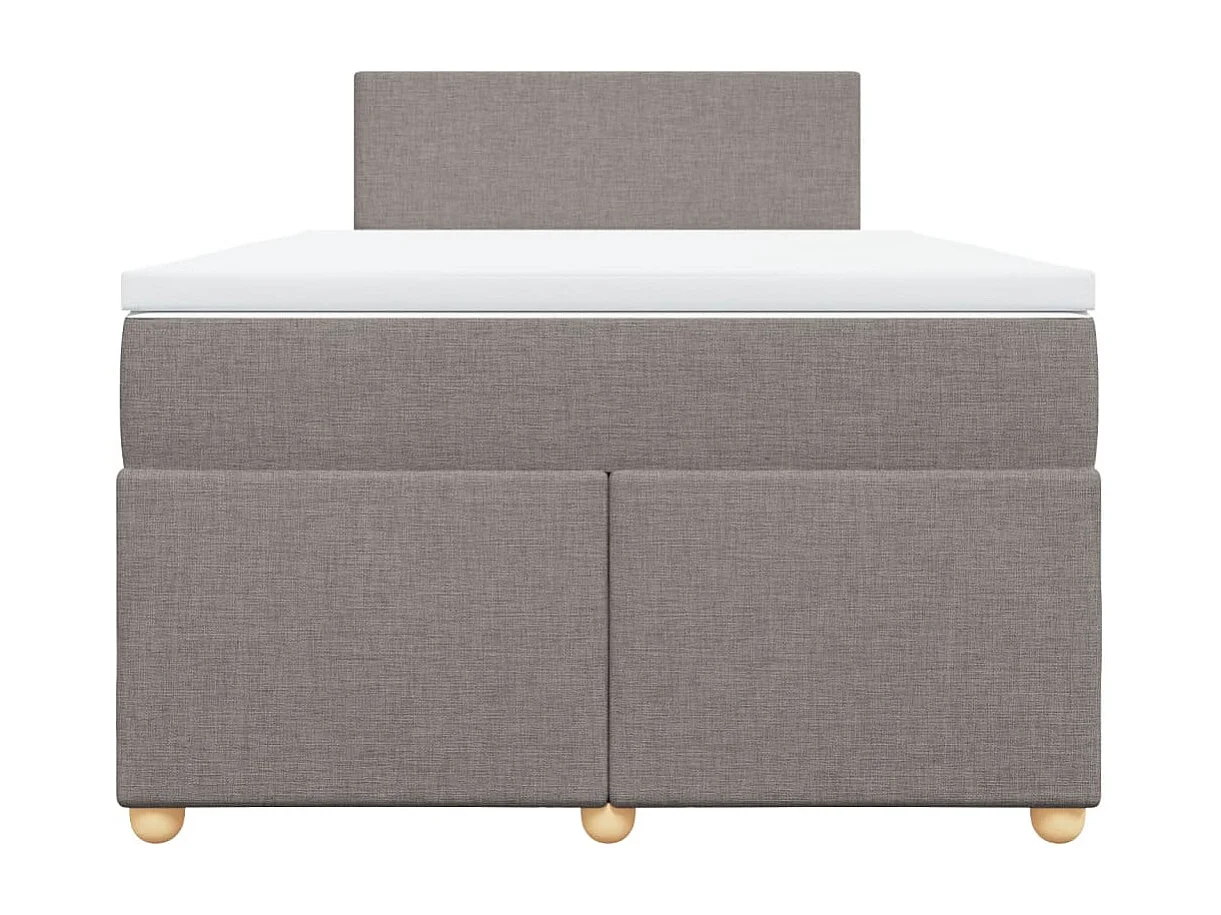Cama box spring con colchón tela gris taupe 120x200 cm