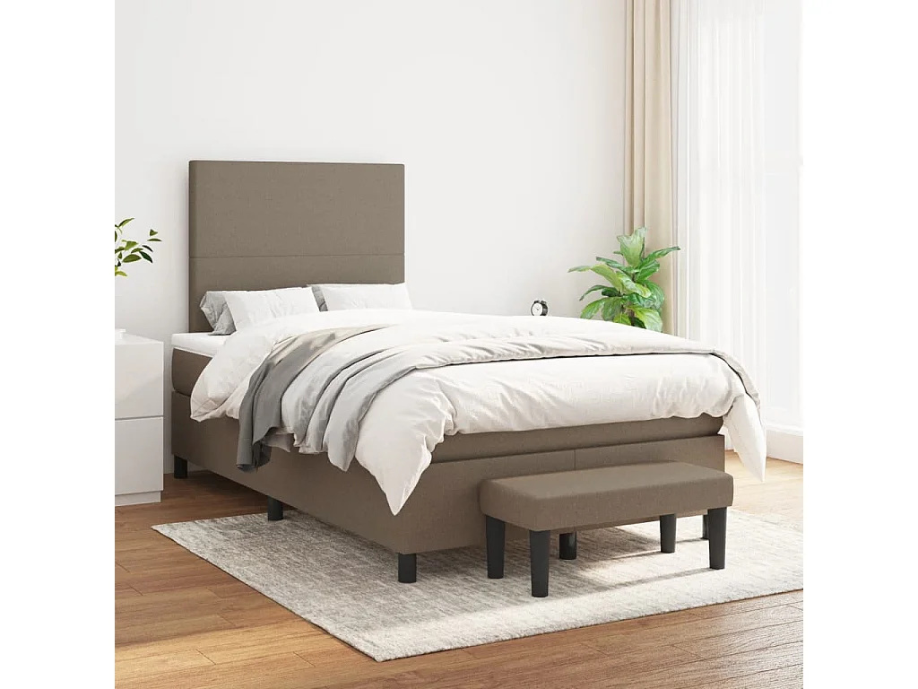 Sommier à lattes de lit avec matelas taupe 120x190 cm tissu