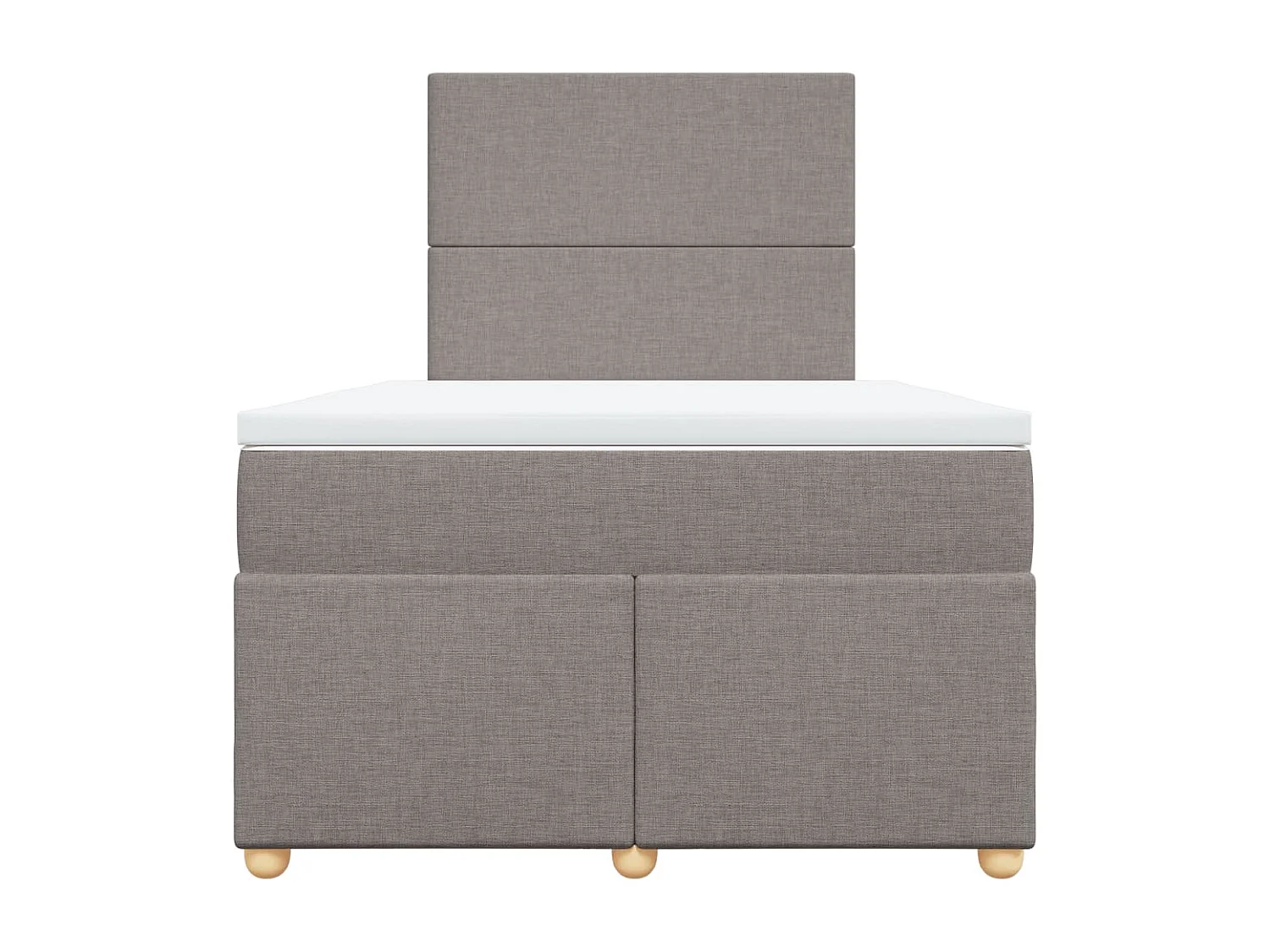Cama box spring con colchón tela gris taupe 120x200 cm
