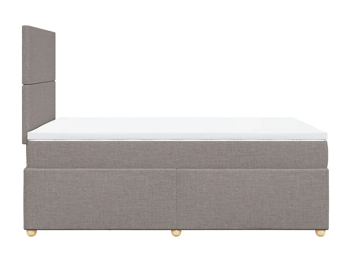 Cama box spring con colchón tela gris taupe 120x200 cm