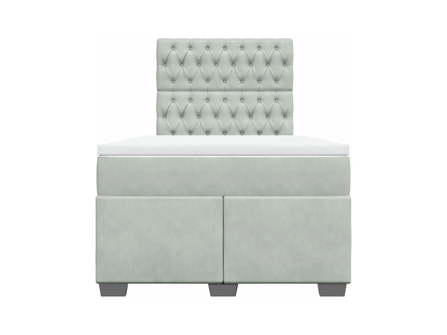 Cama boxspring c/ colchão 120x200 cm veludo cinzento-claro