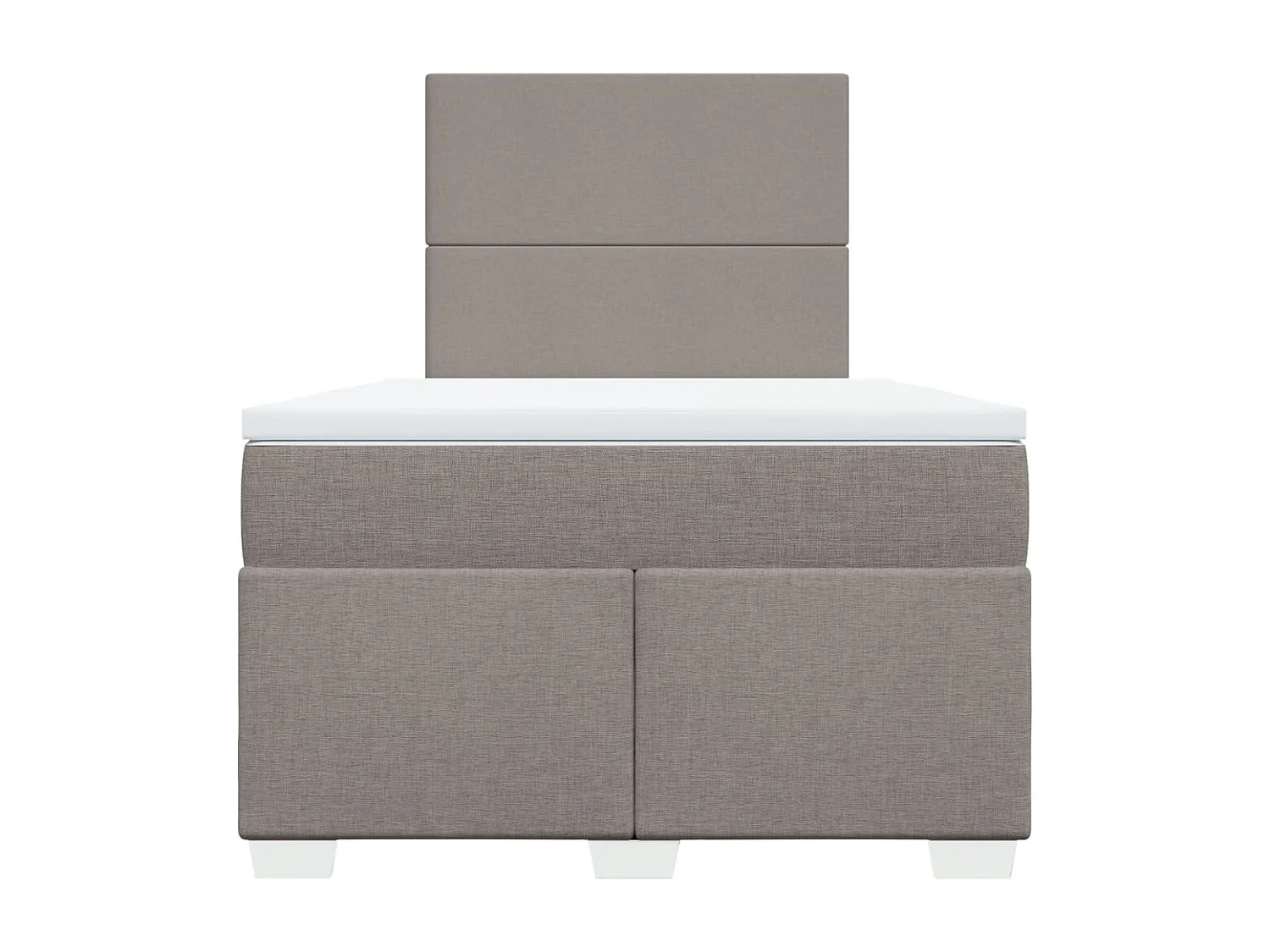 Cama box spring con colchón tela gris taupe 120x200 cm