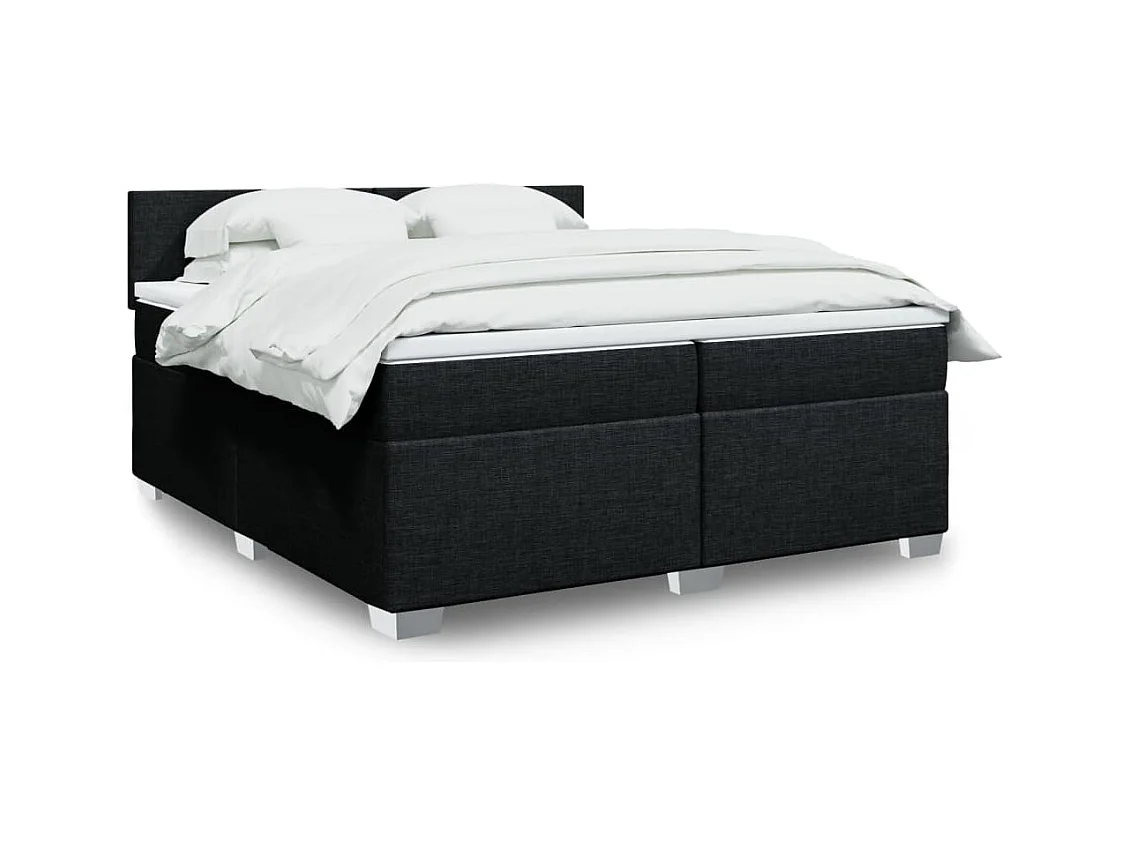 Sommier à lattes de lit avec matelas Noir 200x200 cm Tissu
