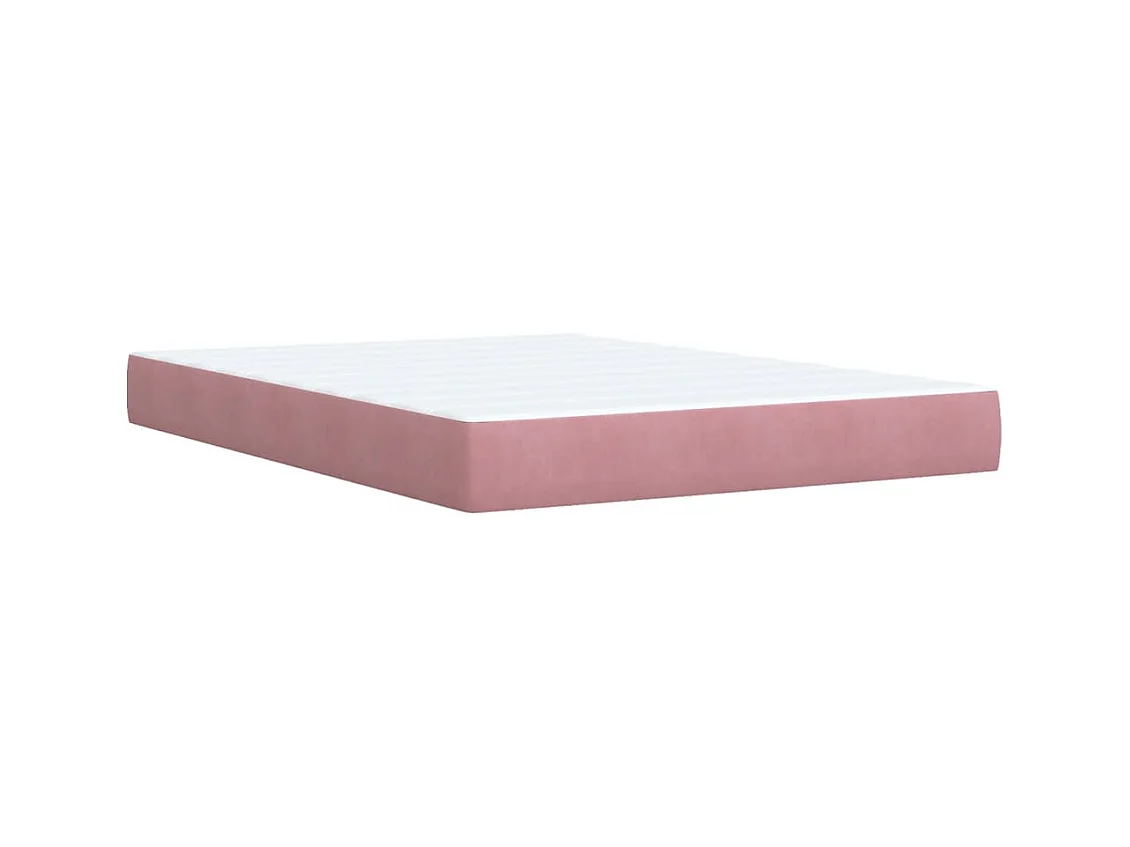 Cama box spring con colchón terciopelo rosa 140x190 cm