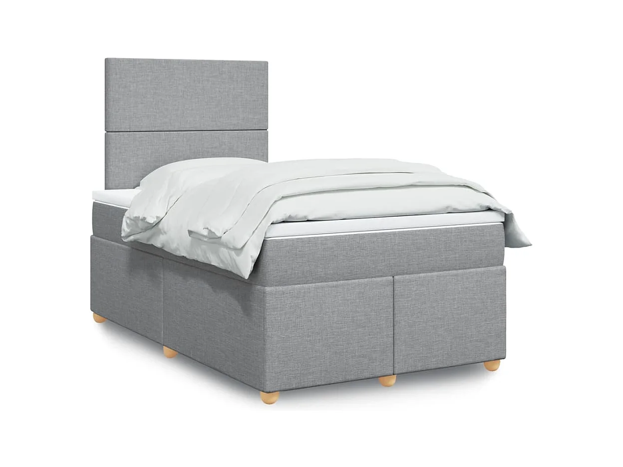 Sommier à lattes de lit avec matelas Gris clair 120x200cm Tissu