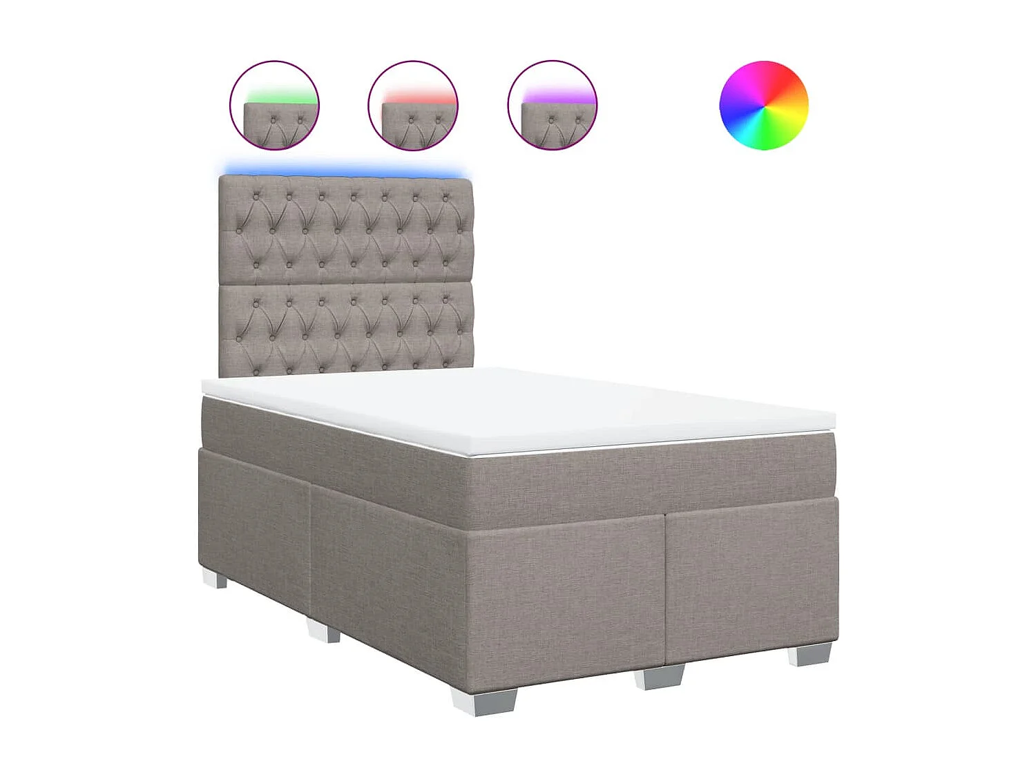 Sommier à lattes de lit avec matelas Taupe 120x200 cm Tissu